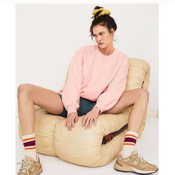 For Love & Lemons Embroidered Daisy Pink Sweatshirt Oversized Women Size Large - Picture 3 of 11